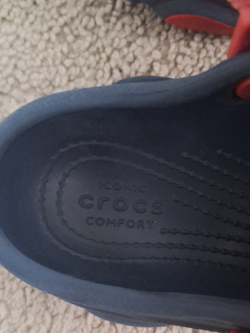 Kids Navy Blue Crocs Shoes with Red Straps